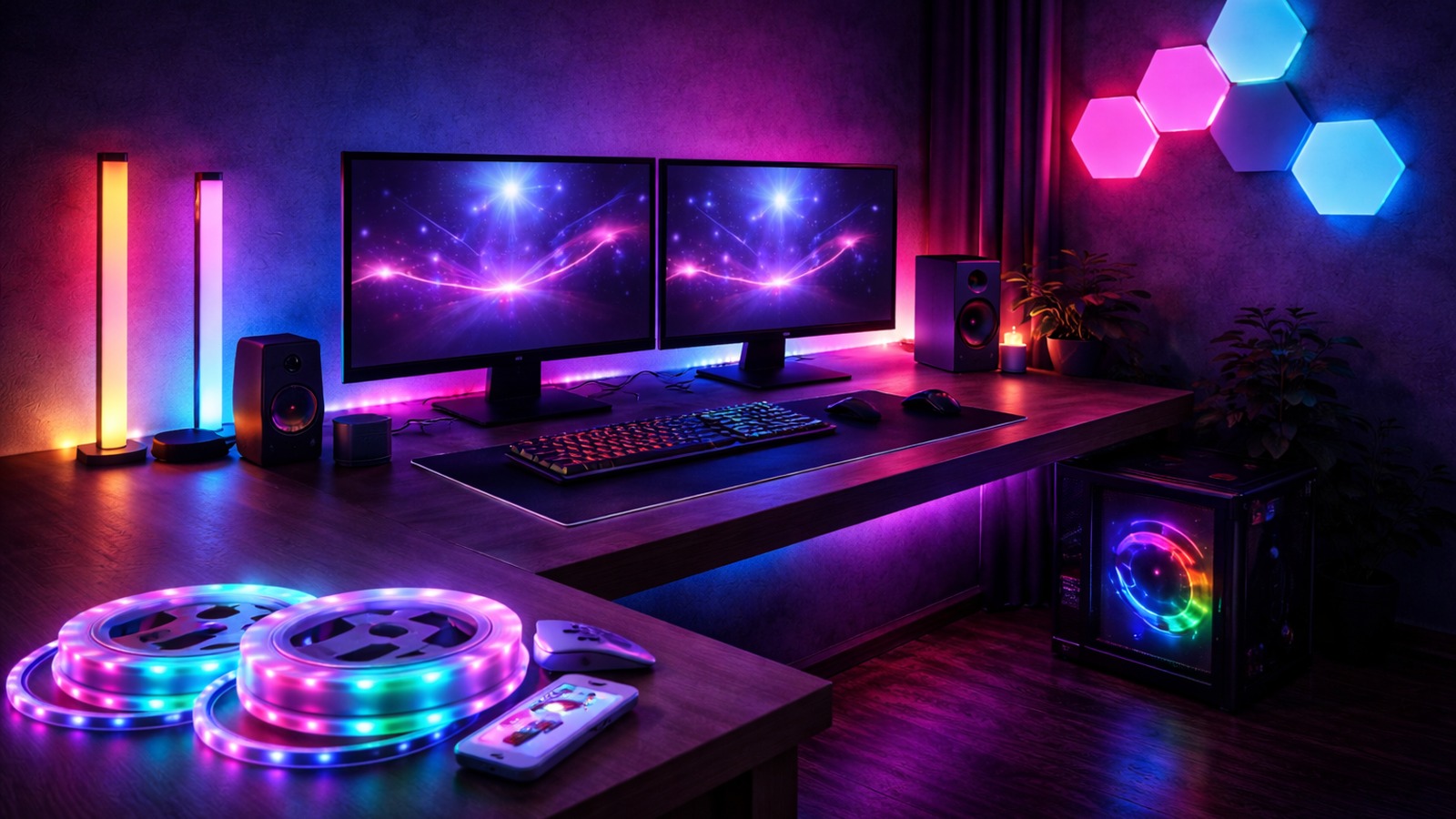 Gaming setup lighting hero